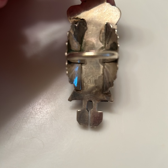 Turquoise Silver Kachina Ladies Ring Navajo Pointer - Picture 7 of 7